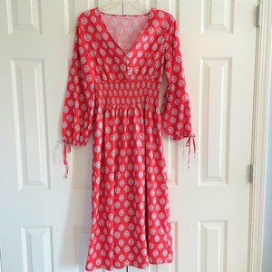 Boho orange print midi dress